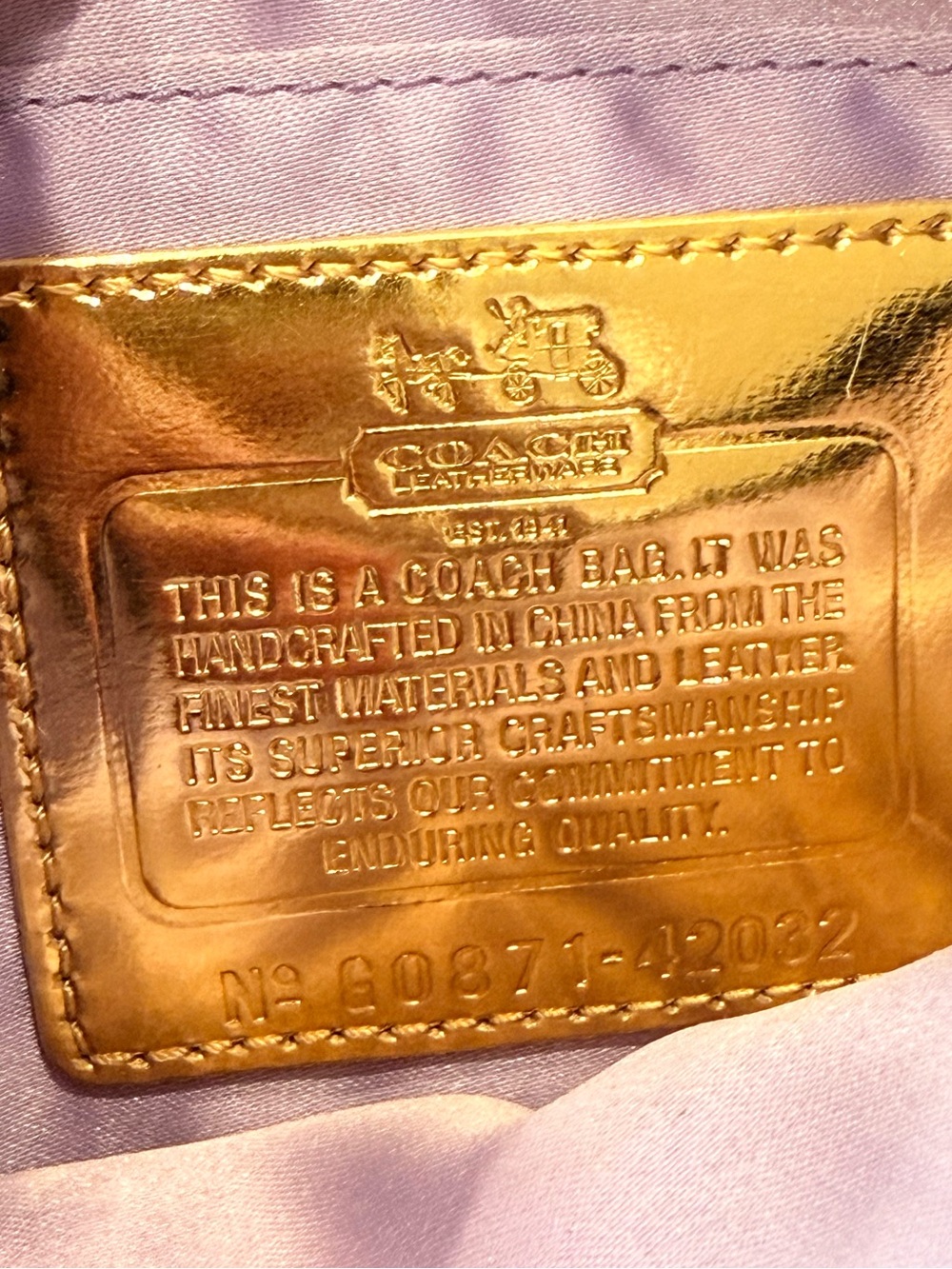 Coach Amanda Purple Satin Gathered Wristlet Clutch Style 42032 Gold Hardware - Picture 7 of 9